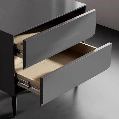 Modern Luxury Solid Wood Multi-layer Solid Wood Carbon Steel Rectangular Cylindrical Nightstand With 2 Drawers For Bedroom