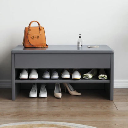 Modern Minimalist Rubberwood Rectangular Shoe Storage With 1-Drawer For Entryway & Living Room