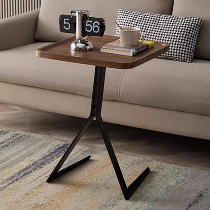 Contemporary Creative Engineered Wood Metal Square Y-Shape End Table 1-Tier For Living Room