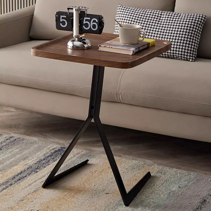 Contemporary Creative Engineered Wood Metal Square Y-Shape End Table 1-Tier For Living Room