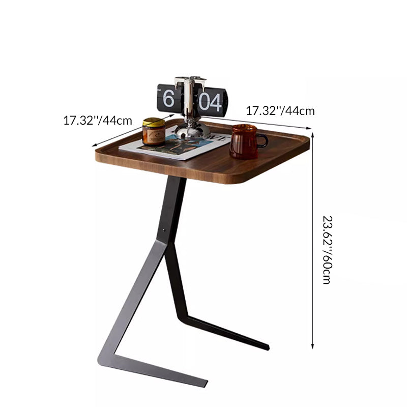 Contemporary Creative Engineered Wood Metal Square Y-Shape End Table 1-Tier For Living Room