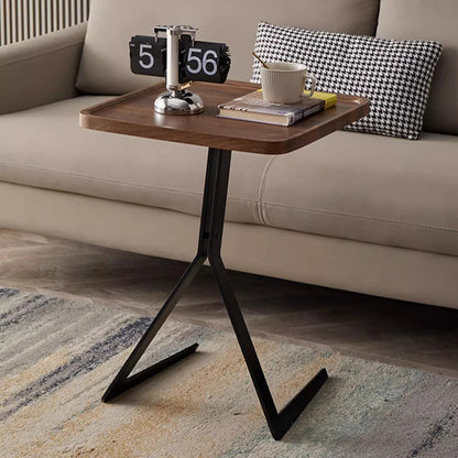 Contemporary Creative Engineered Wood Metal Square Y-Shape End Table 1-Tier For Living Room