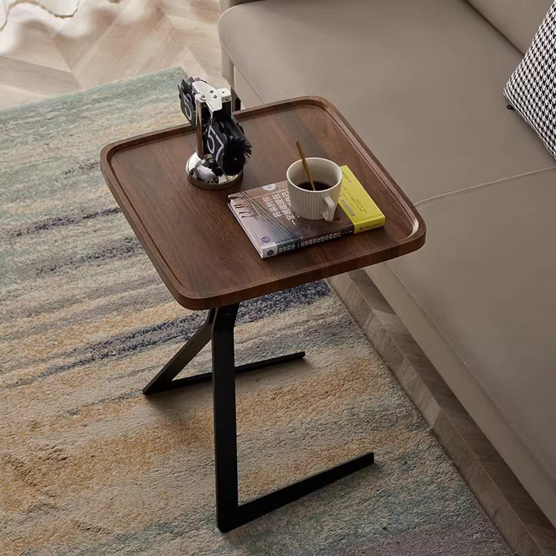 Contemporary Creative Engineered Wood Metal Square Y-Shape End Table 1-Tier For Living Room
