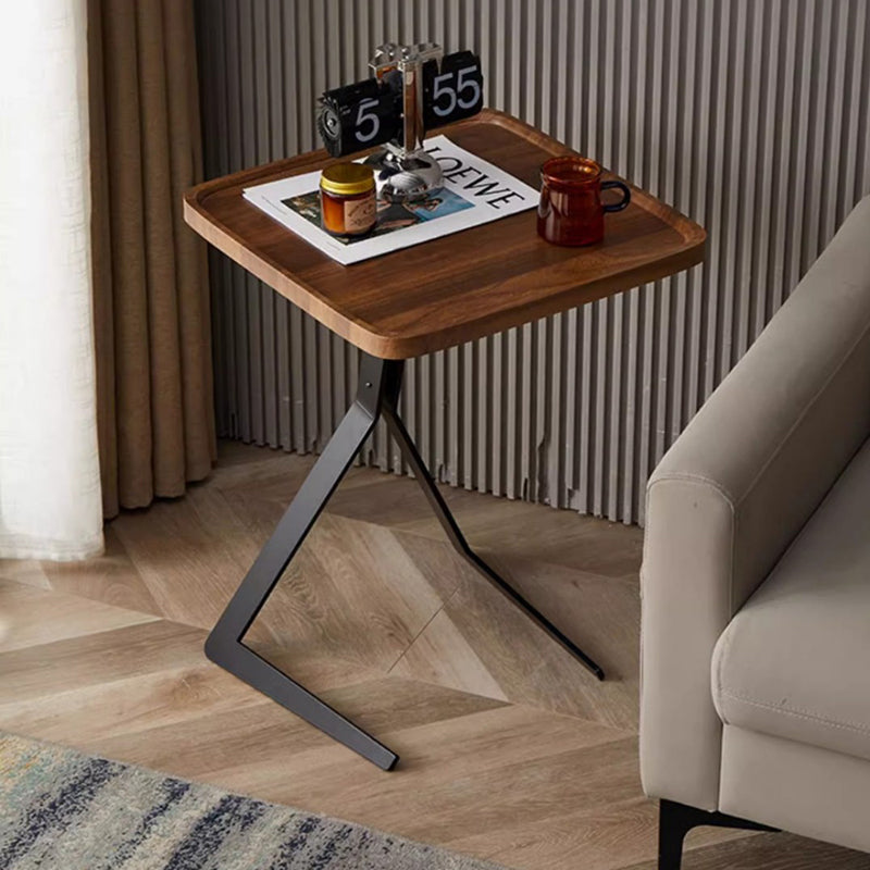 Contemporary Creative Engineered Wood Metal Square Y-Shape End Table 1-Tier For Living Room