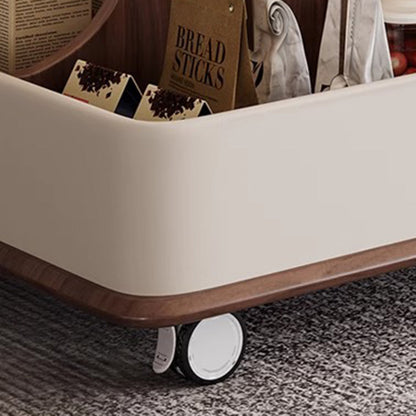 Traditional Chinese Sintered Stone Medium-Density Fiberboard Metal Mobile Rectangular Curved Side Table 2-Tier For Living Room