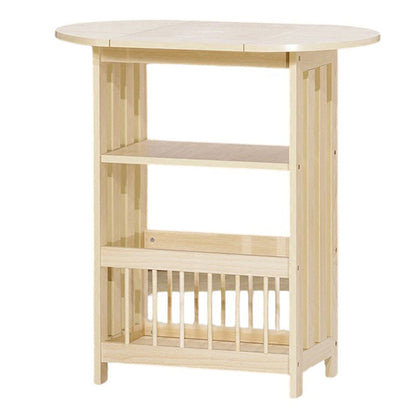 Contemporary Scandinavian Engineered Wood Metal Foldable Oval Rectangular Side Table 2-Tier For Living Room