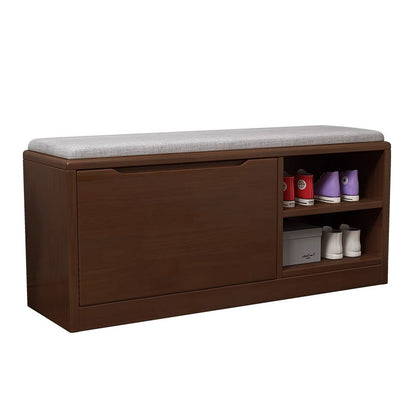 Contemporary Scandinavian Solid Wood Fabric Iron Rectangular Shoe Storage 2-Tier For Living Room