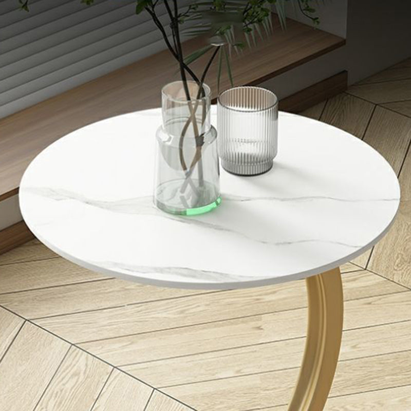 Contemporary Creative Engineered Wood Carbon Steel Round Curved End Table 1-Tier For Living Room