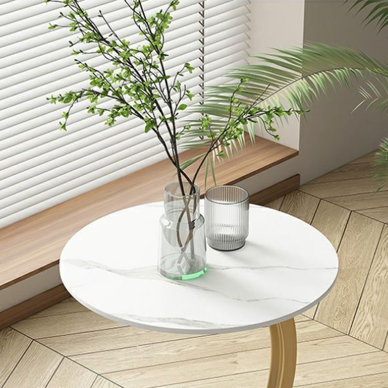 Contemporary Creative Engineered Wood Carbon Steel Round Curved End Table 1-Tier For Living Room