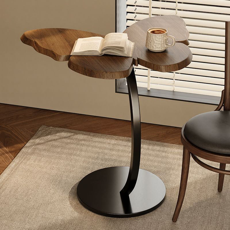 Contemporary Creative Medium-Density Fiberboard Iron Butterfly-Shaped Curved Round End Table 1-Tier For Living Room