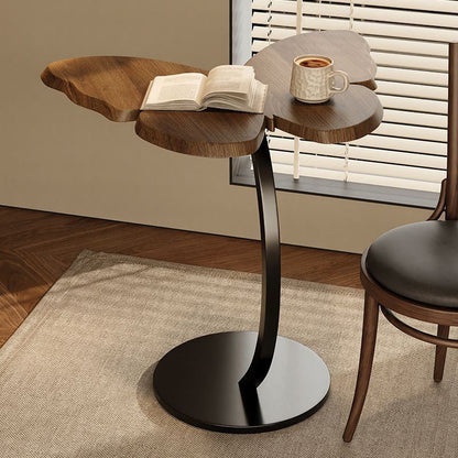 Contemporary Creative Medium-Density Fiberboard Iron Butterfly-Shaped Curved Round End Table 1-Tier For Living Room