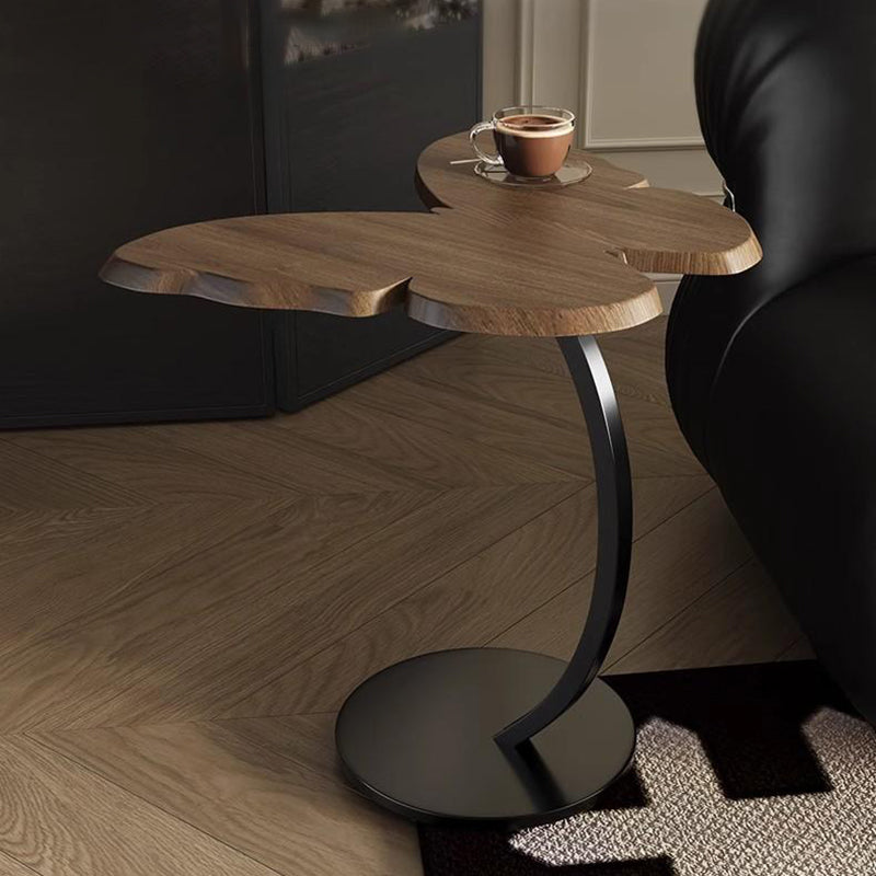 Contemporary Creative Medium-Density Fiberboard Iron Butterfly-Shaped Curved Round End Table 1-Tier For Living Room