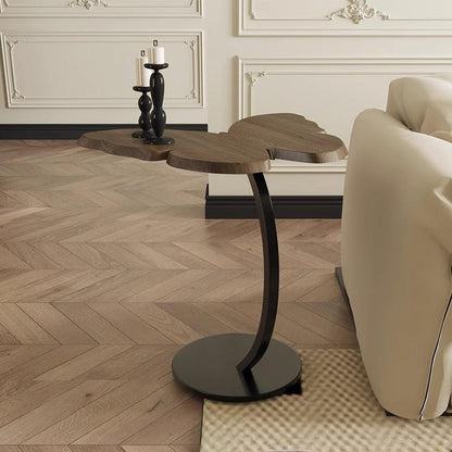 Contemporary Creative Medium-Density Fiberboard Iron Butterfly-Shaped Curved Round End Table 1-Tier For Living Room