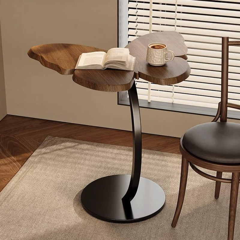 Contemporary Creative Medium-Density Fiberboard Iron Butterfly-Shaped Curved Round End Table 1-Tier For Living Room