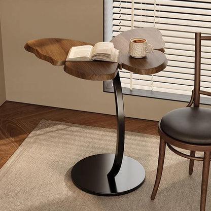 Contemporary Creative Medium-Density Fiberboard Iron Butterfly-Shaped Curved Round End Table 1-Tier For Living Room