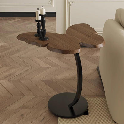 Contemporary Creative Medium-Density Fiberboard Iron Butterfly-Shaped Curved Round End Table 1-Tier For Living Room