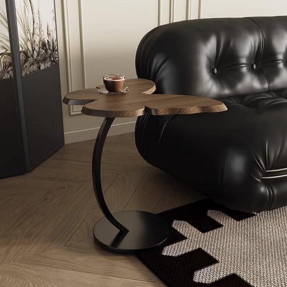 Contemporary Creative Medium-Density Fiberboard Iron Butterfly-Shaped Curved Round End Table 1-Tier For Living Room