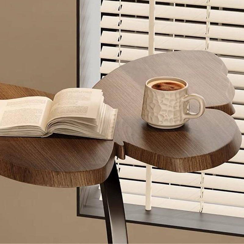 Contemporary Creative Medium-Density Fiberboard Iron Butterfly-Shaped Curved Round End Table 1-Tier For Living Room