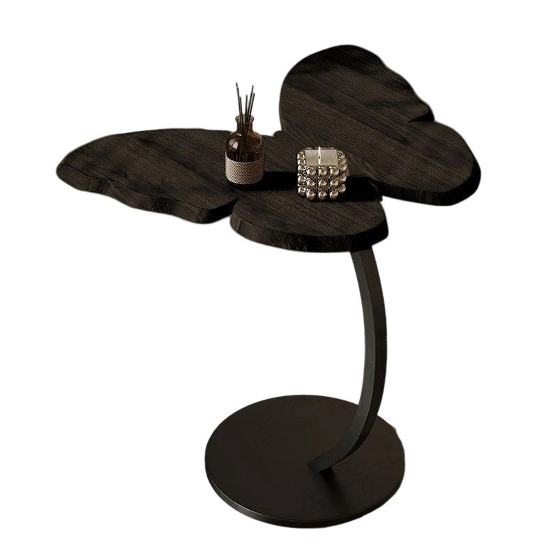 Contemporary Creative Medium-Density Fiberboard Iron Butterfly-Shaped Curved Round End Table 1-Tier For Living Room