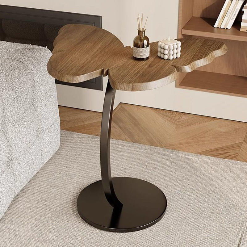 Contemporary Creative Medium-Density Fiberboard Iron Butterfly-Shaped Curved Round End Table 1-Tier For Living Room