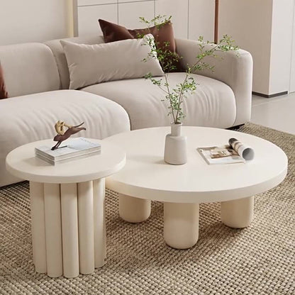 Modern Art Deco High-Density Fiberboard Round Column Coffee Table 1-Tier For Living Room