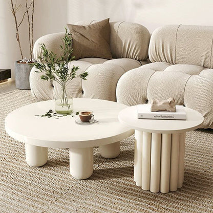 Modern Art Deco High-Density Fiberboard Round Column Coffee Table 1-Tier For Living Room