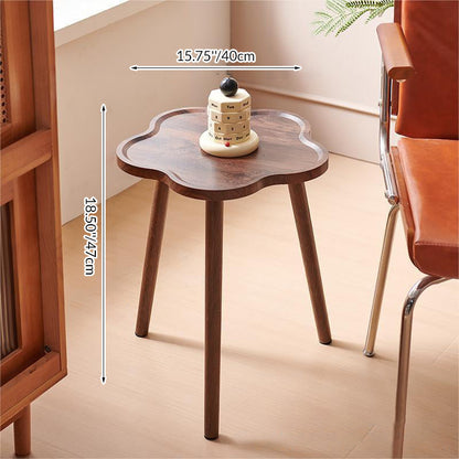 Contemporary Creative Solid Wood Plum Blossom Shape End Table 1-Tier For Living Room