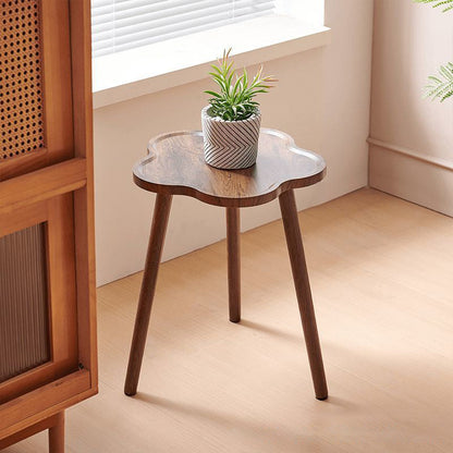 Contemporary Creative Solid Wood Plum Blossom Shape End Table 1-Tier For Living Room