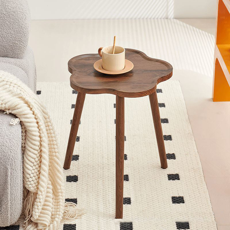 Contemporary Creative Solid Wood Plum Blossom Shape End Table 1-Tier For Living Room