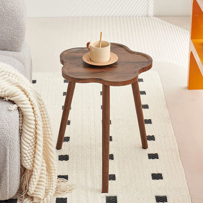Contemporary Creative Solid Wood Plum Blossom Shape End Table 1-Tier For Living Room