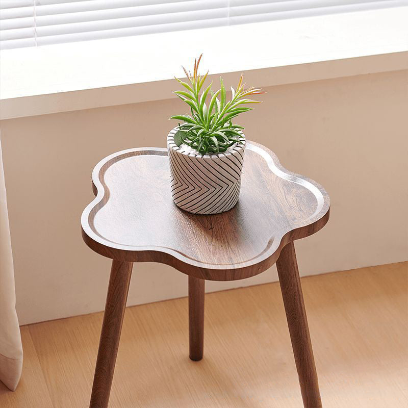 Contemporary Creative Solid Wood Plum Blossom Shape End Table 1-Tier For Living Room