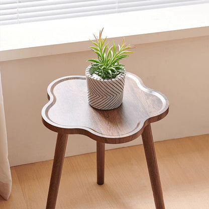 Contemporary Creative Solid Wood Plum Blossom Shape End Table 1-Tier For Living Room
