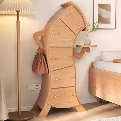 Contemporary Creative Solid Wood Brass Robot-Shaped Side Table With 5 Drawers For Living Room