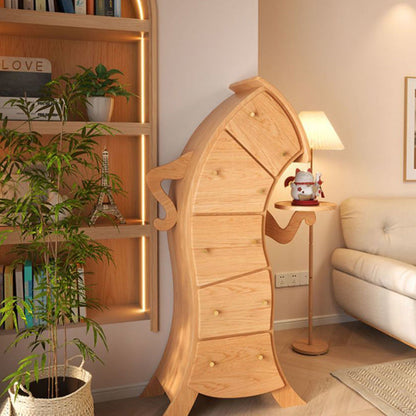 Contemporary Creative Solid Wood Brass Robot-Shaped Side Table With 5 Drawers For Living Room