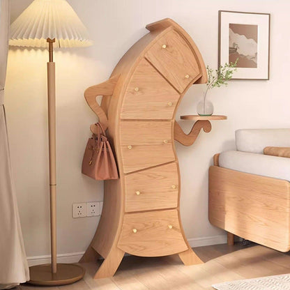 Contemporary Creative Solid Wood Brass Robot-Shaped Side Table With 5 Drawers For Living Room