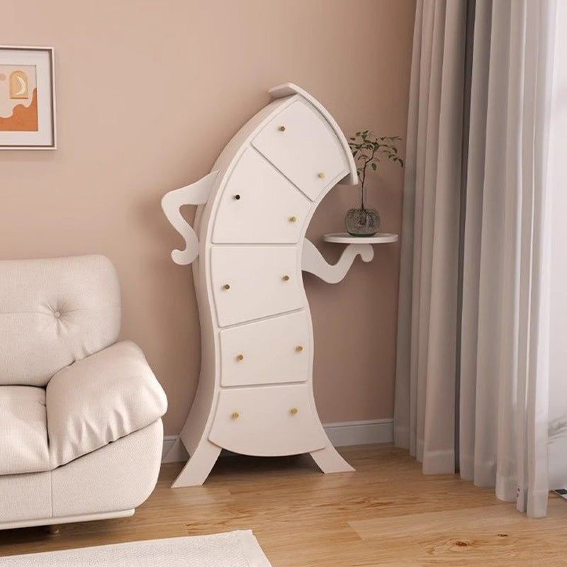 Contemporary Creative Solid Wood Brass Robot-Shaped Side Table With 5 Drawers For Living Room