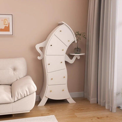 Contemporary Creative Solid Wood Brass Robot-Shaped Side Table With 5 Drawers For Living Room
