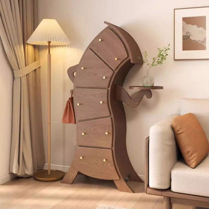 Contemporary Creative Solid Wood Brass Robot-Shaped Side Table With 5 Drawers For Living Room