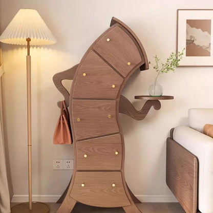 Contemporary Creative Solid Wood Brass Robot-Shaped Side Table With 5 Drawers For Living Room