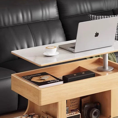 Contemporary Scandinavian Solid Wood Tempered Glass Metal Rectangular Mobile Side Table With 2-Cabinet For Living Room