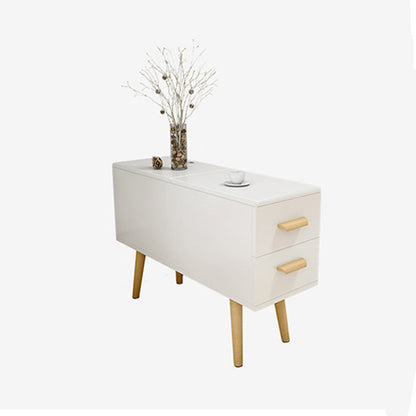 Modern Minimalist Wood Engineered Wood Rectangular Cylinder Side Table 2-Drawer For Living Room
