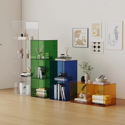 Contemporary Creative Acrylic Rectangular End Table 3-Tier For Living Room