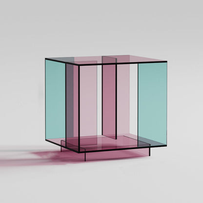 Contemporary Creative Acrylic Square Coffee Table 2-Tier For Living Room