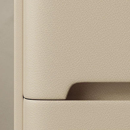 Contemporary Scandinavian Sintered Stone Cat-Scratch Leather MDF Stainless Steel Rounded Square Cylinder Nightstand With 2 Drawers For Bedroom