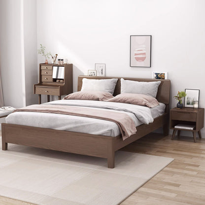 Contemporary Scandinavian Solid Wood Cylindrical Square Nightstand With 1/2 Drawers For Bedroom