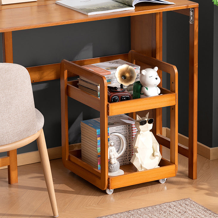 Traditional Chinese Bamboo Movable Rounded Square Side Table 2/3-Tier For Living Room
