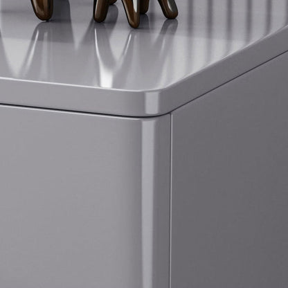 Modern Luxury Sintered Stone Rubberwood Rounded Rectangular Cylindrical Nightstand With 3 Drawers For Bedroom