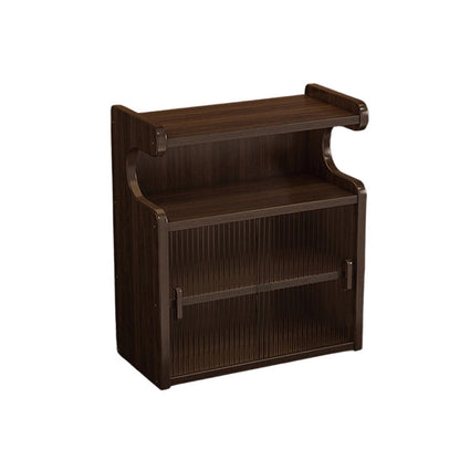 Traditional Chinese Acrylic Bamboo Rectangular Curved Side Table Shelf 4-Tier For Dining Room