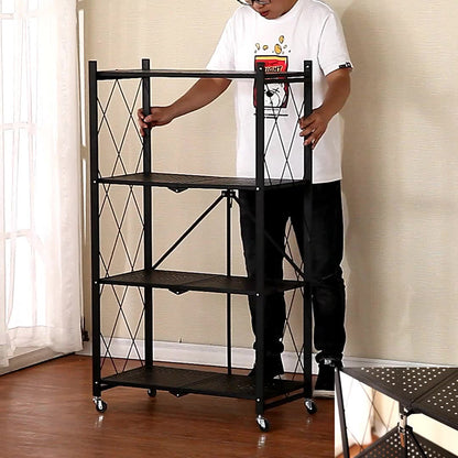 Modern Minimalist Steel Movable Rectangular Storage Shelf 3/4/5-Shelves For Living Room