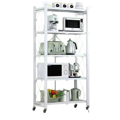 Modern Minimalist Carbon Steel Hollow Rectangular Movable Storage Shelf 3/4/5-Shelves For Living Room
